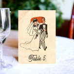 Vintage Retro-Braut Groom Altes Comic Rustikale Ho Tischnummer<br><div class="desc">Diese Vintage Retro-Hochzeitseinladung zum Comic eignet sich für eine moderne Hochzeit. Das alte minimalistische Design bietet Vintage Retro Bride Groom Altes Comic Rustikale Hochzeitsszene Tischnummer</div>