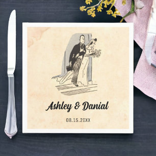 Vintage Retro-Braut und fruchtbares rustikales Com Serviette