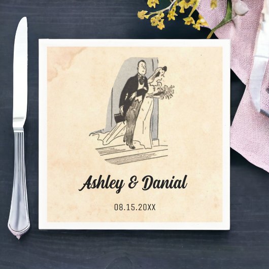 Vintage Retro-Braut und fruchtbares rustikales Com Serviette