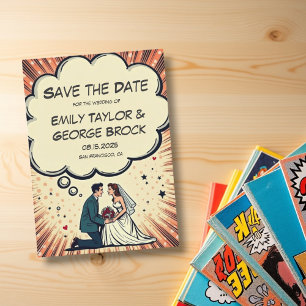 Vintage Retro Bride & Groom Pop Art Comic Hochzeit Save The Date