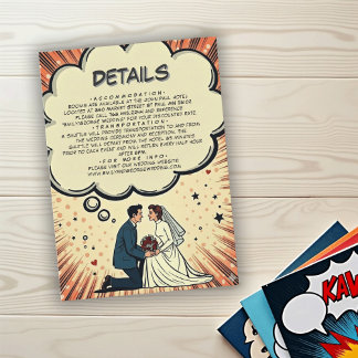 Vintage Retro Bride & Groom Pop Art Comic Wedding Begleitkarte