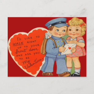 Vintage Retro Briefträger verschickt Valentinskart Feiertagspostkarte