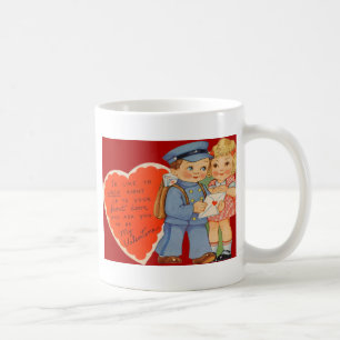 Vintage Retro Briefträger verschickt Valentinskart Kaffeetasse