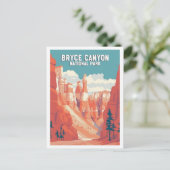 Vintage Retro Bryce Canyon Nationalpark Postkarte (Stehend Vorderseite)