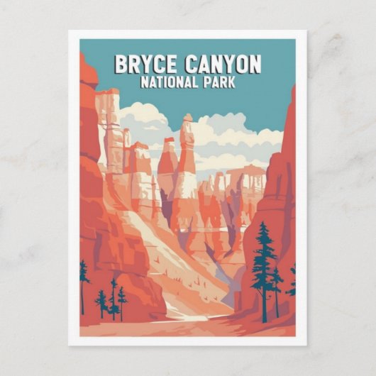 Vintage Retro Bryce Canyon Nationalpark Postkarte (Vorderseite)