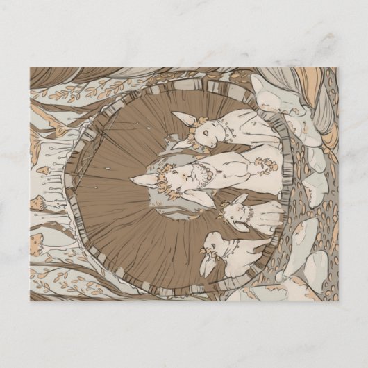 Vintage Retro Bunny Rabbits Postkarte (Vorderseite)