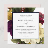 VINTAGE RETRO-BURGUNDY FALL GELBE FLÜSSIGKEIT EINLADUNG (Vorne/Hinten)