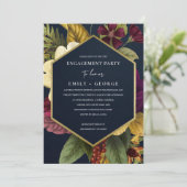 VINTAGE RETRO-BURGUNDY-FLORALLE VERLOBUNG EINLADUNG (Stehend Vorderseite)