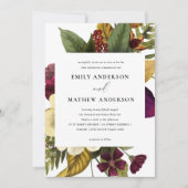 VINTAGE RETRO BURGUNDY GELBE BLUMENBUNKTWANDWAND EINLADUNG (Vorderseite)