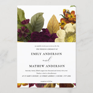 VINTAGE RETRO BURGUNDY GELBE BLUMENBUNKTWANDWAND EINLADUNG