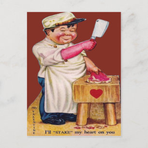 Vintage Retro Butcher Valentine Card Feiertagspostkarte