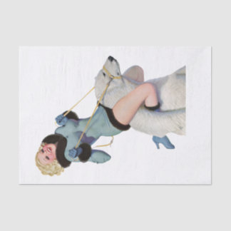 Vintage Retro-Button-Up-Girl-Decoupage-Möbel Seidenpapier