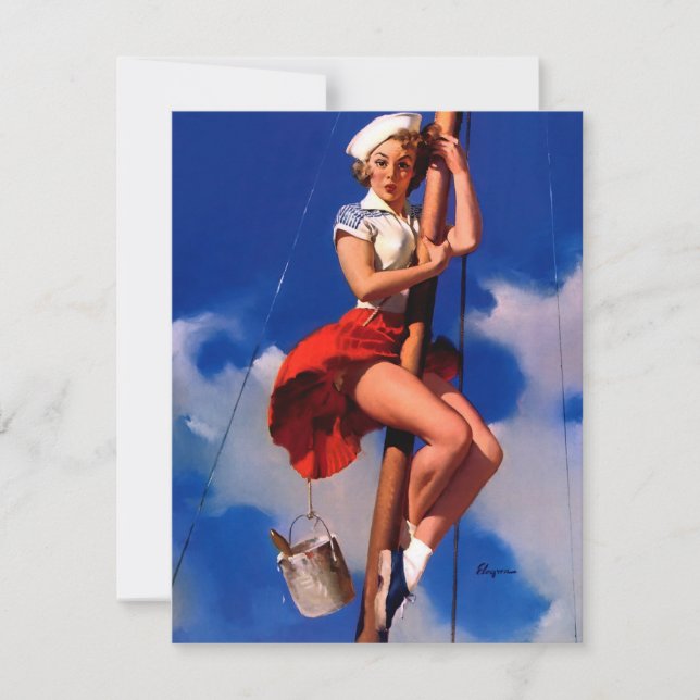 Vintage Retro Button up Girl Illustration (Vorderseite)