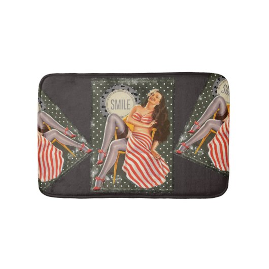 Vintage Retro-Button-up-Illustration Thunder_Cove Badematte (Vorderseite)