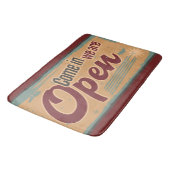 Vintage Retro-Café-Garage Badematte (Schrägansicht)
