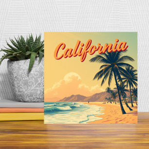 Vintage Retro California Beach Travel Card Fliese