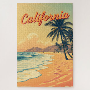 Vintage Retro California Beach Travel Card Puzzle