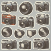Vintage Retro Cameras & Lens Sticker Sheet شيت ملص (Vorderseite)