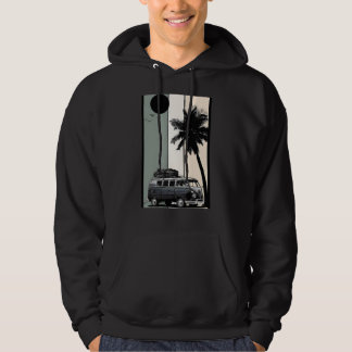 Vintage Retro Camper Van Palme Baum Strand Sonnenu Hoodie