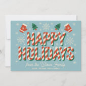 Vintage Retro-Candystreifen-Socken Happy Feiertagskarte (Vorderseite)