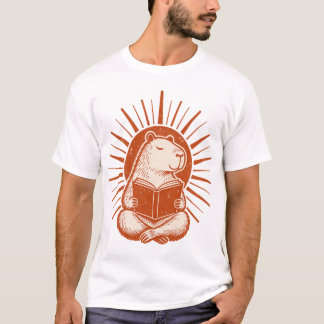 Vintage Retro Capybara beim Lesen eines Buches Sun T-Shirt