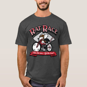Vintage Retro-Cartoon-Motorrad "Rattenrennen" T-Shirt