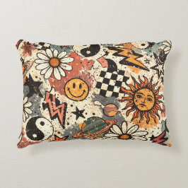 Vintage Retro Celestial Grunge Pattern Dekokissen