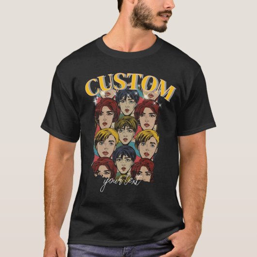 Vintage Retro Charakter Collage Benutzerdefinierte T-Shirt (Vorderseite)