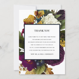 VINTAGE RETRO CHIC BURGUNDY FALL FLORAL WEDD DANKESKARTE