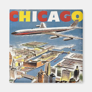Vintage Retro Chicago Reise Tourismus Flugzeug Magnet