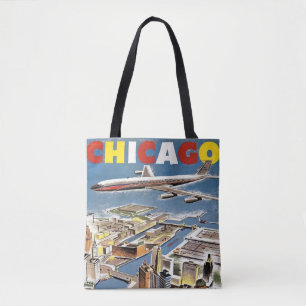 Vintage Retro Chicago Reise Tourismus Flugzeug Tasche