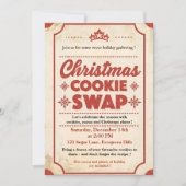 Vintage Retro Christmas Cookie Swap Einladung (Vorderseite)