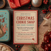 Vintage Retro Christmas Cookie Swap Einladung