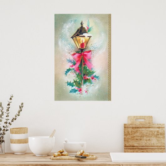 Vintage retro Christmas Holiday lamp poster (Küche)