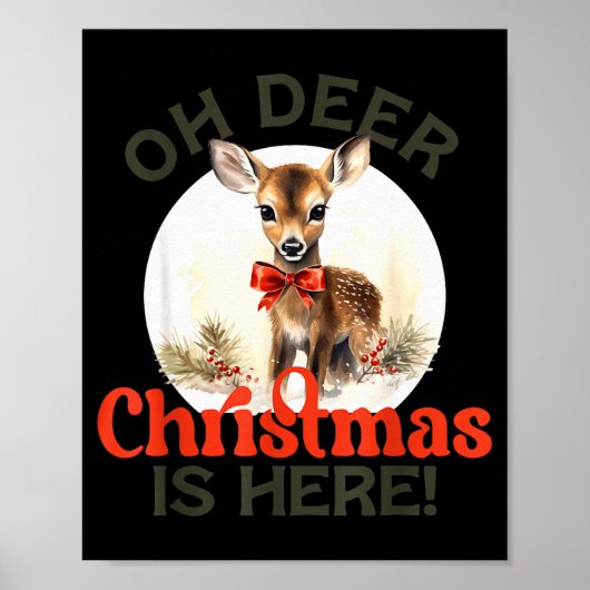 Vintage Retro Christmas Reindeer Oh Deer Christmas Poster (Vorne)