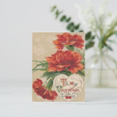 Vintage Retro Chrysanthemum Valentinkarte Feiertagspostkarte (Stehend Vorderseite)