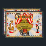 Vintage Retro Circus Geburtstagsparty Einladung<br><div class="desc">Anpassen für jedes Ereignis</div>