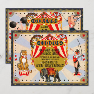 Vintage Retro Circus Geburtstagsparty Einladung