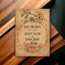 Vintage Retro Classic Wasserfarbenblütenhochzeit Save The Date