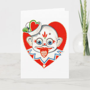 Vintage Retro Clown mit herausgestreckter Zunge Va Feiertagskarte