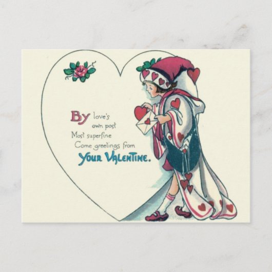Vintage Retro Clown Valentine Card Feiertagspostkarte (Vorderseite)