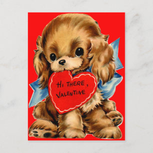 Vintage Retro Cocker Spaniel Welpen Valentinstag Feiertagspostkarte
