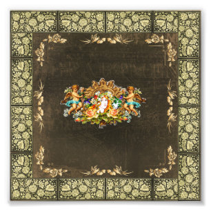 Vintage-Retro-Collage mit Spitze und Blumen Fotodruck