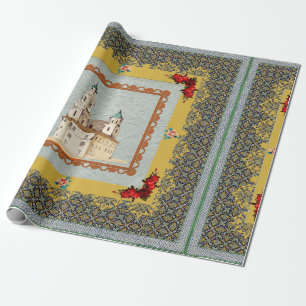 Vintage-Retro-Collage mit Spitze und Blumen Geschenkpapier