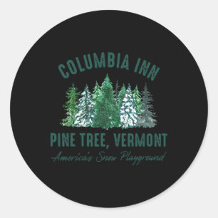 Vintage Retro Columbia Inn Kiefernbaum Vermont Frö Runder Aufkleber