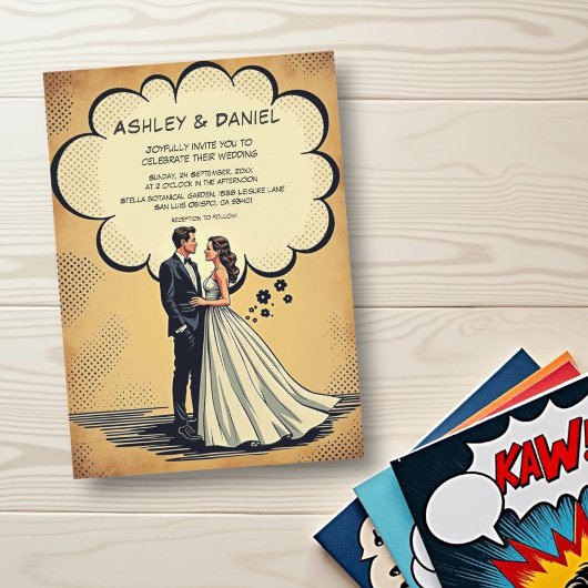 Vintage Retro-Comic-Hochzeit Einladung
