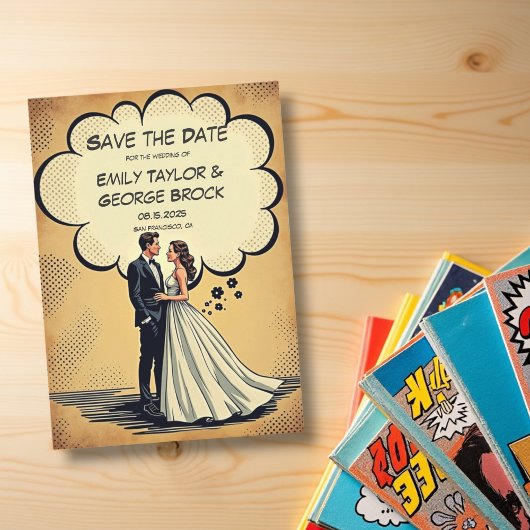 Vintage Retro-Comic-Hochzeit Save The Date