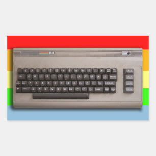 Vintage Retro Computer-Tastatur ? Rechteckiger Aufkleber
