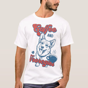 Vintage Retro Corgi und Kaffee Illustrationsdesign T-Shirt