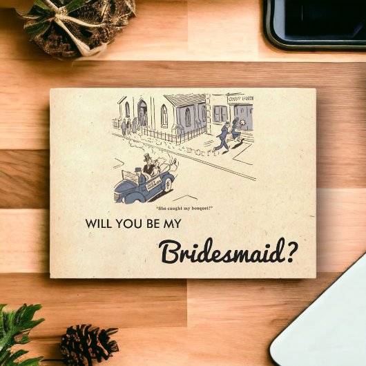Vintage Retro Couple Funny Rustic Bridesmaid Card Einladung